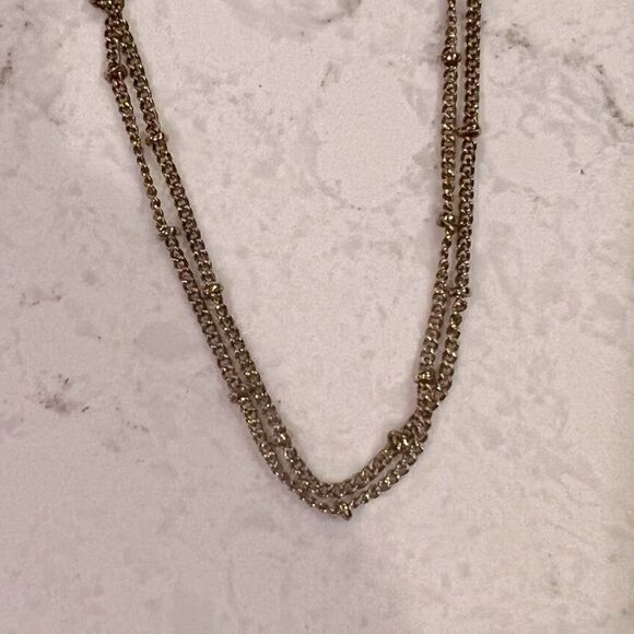 *3/$20* Gray crystal and tassel pendant gold tone long necklace - Picture 4 of 4